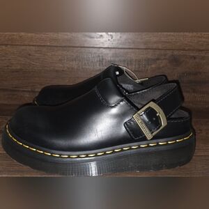 Dr. Martens Black Slip-On Loafers with Yellow Stitching